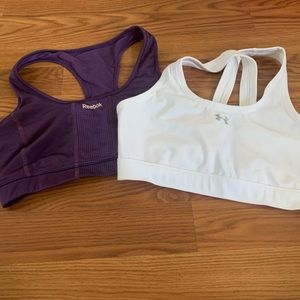 Reebok and Under Armour sports bras. Size M